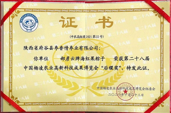郝彥云牌海紅果粽子后稷獎